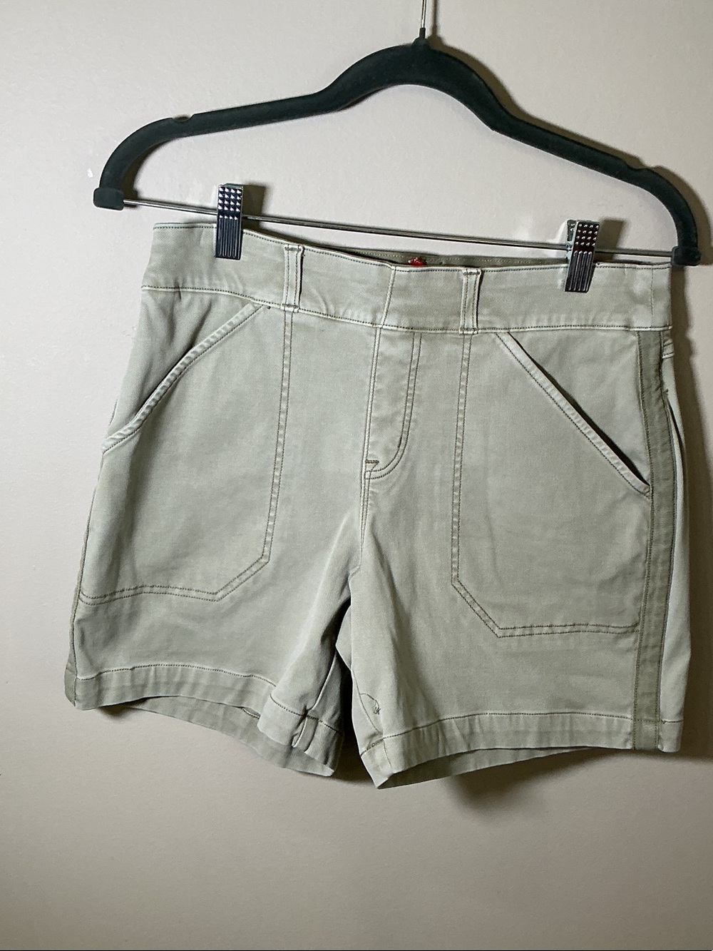 SPANX High-Waist Utility Shorts in Light Sage